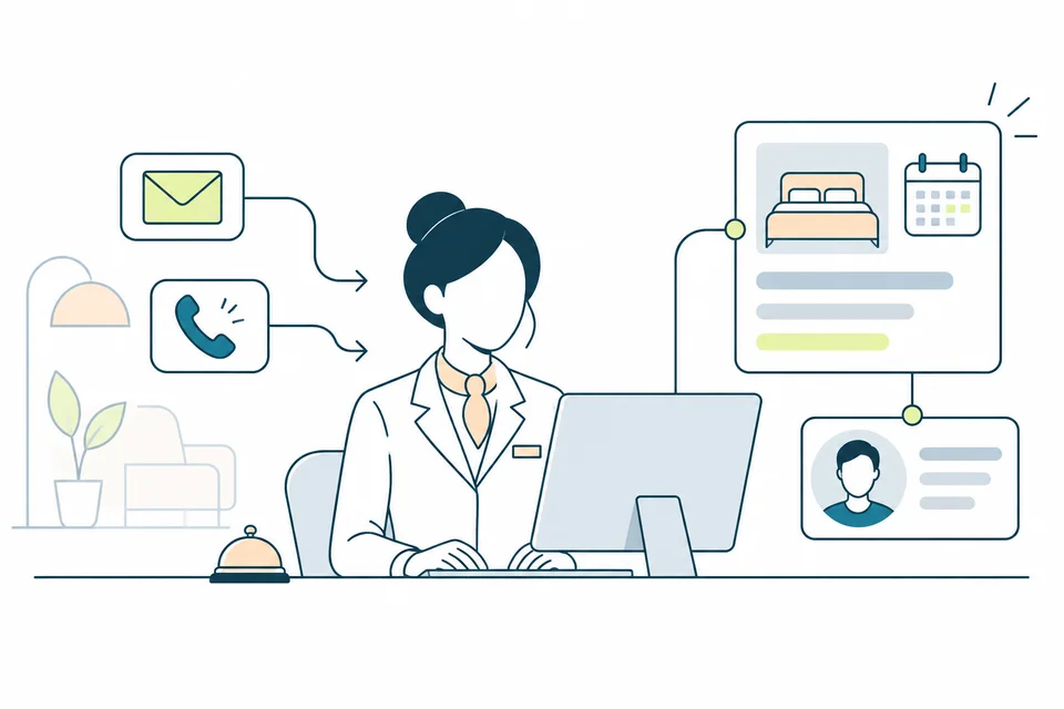 Recepcionista: solicitudes por email y teléfono, preparación de la oferta y perfil del huésped conectados